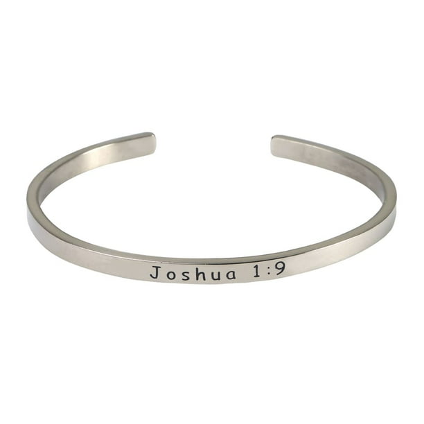 Delight Jewelry Silvertone Jumping Trout Bible Verse Joshua 1:9 Glass Dome Bangle Bracelet Delight Jewelry Silvertone Jumping Trout Bible Verse Joshua 1:9 Glass Dome Bangle Bracelet